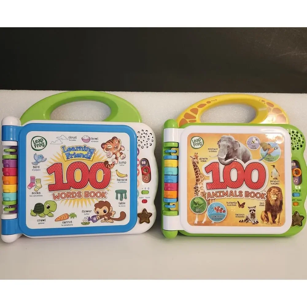 Leap Frog 100 Animals Book & 100 Words Book Bith Works Great English Or Spanish